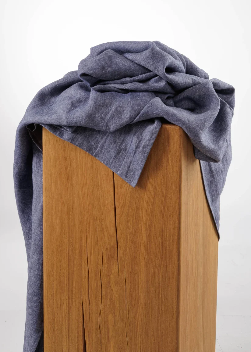 Denim Linen Beach Blanket ALVITA Blue - Image 2