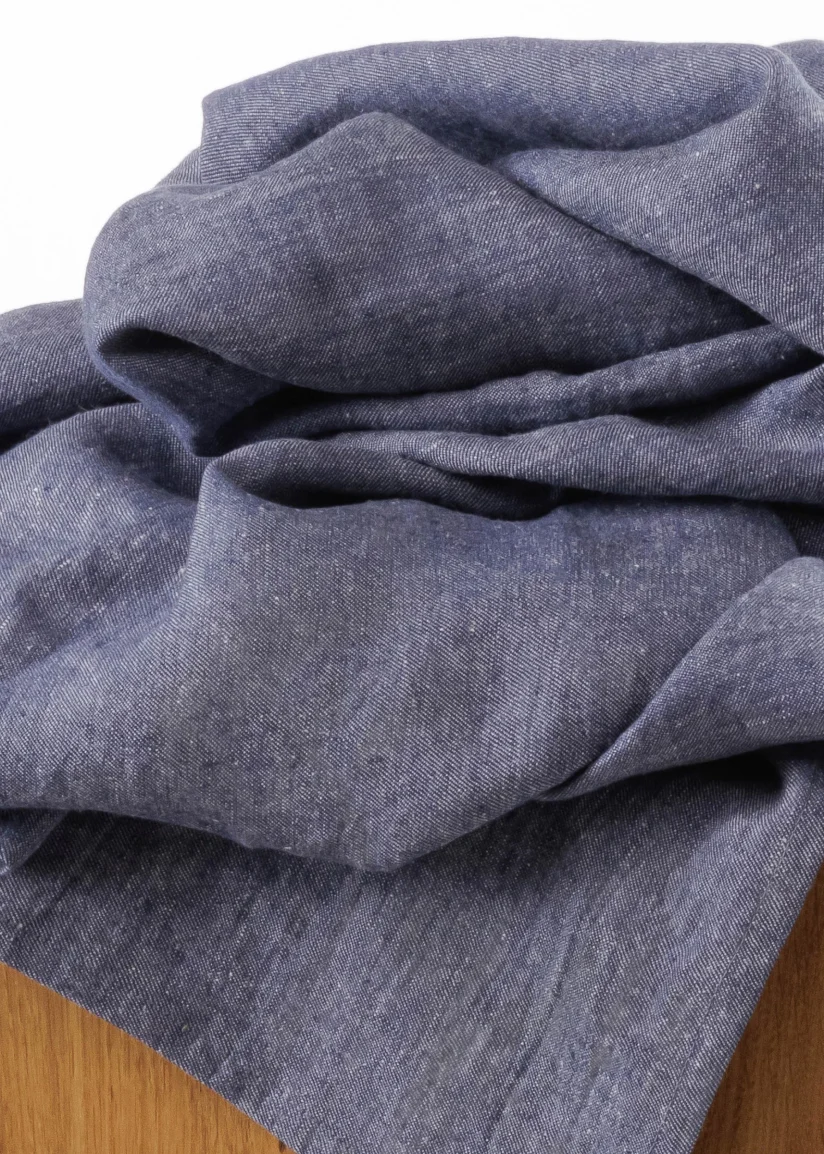 Denim Linen Beach Blanket ALVITA Blue - Image 3