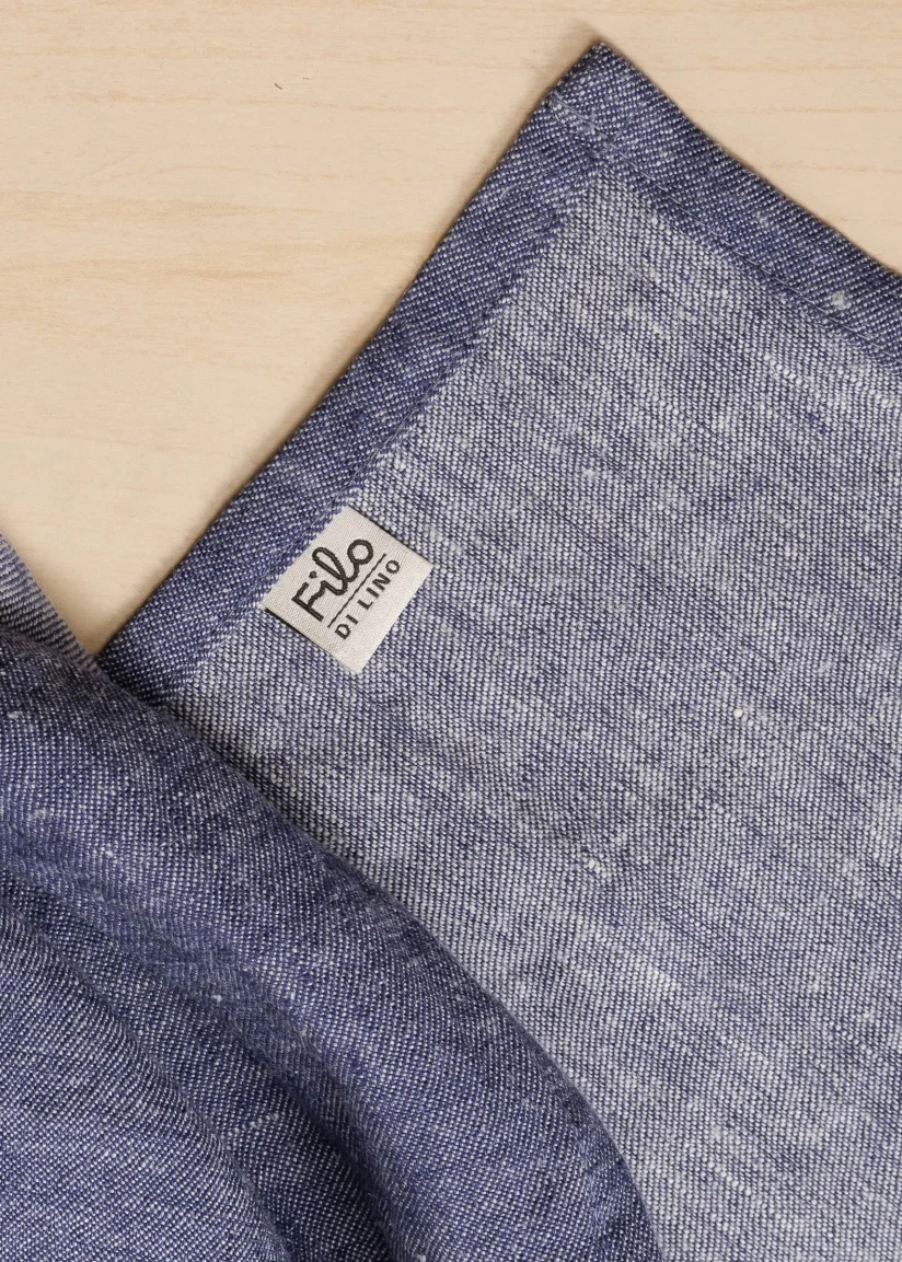 Denim Linen Beach Blanket ALVITA Blue - Image 4
