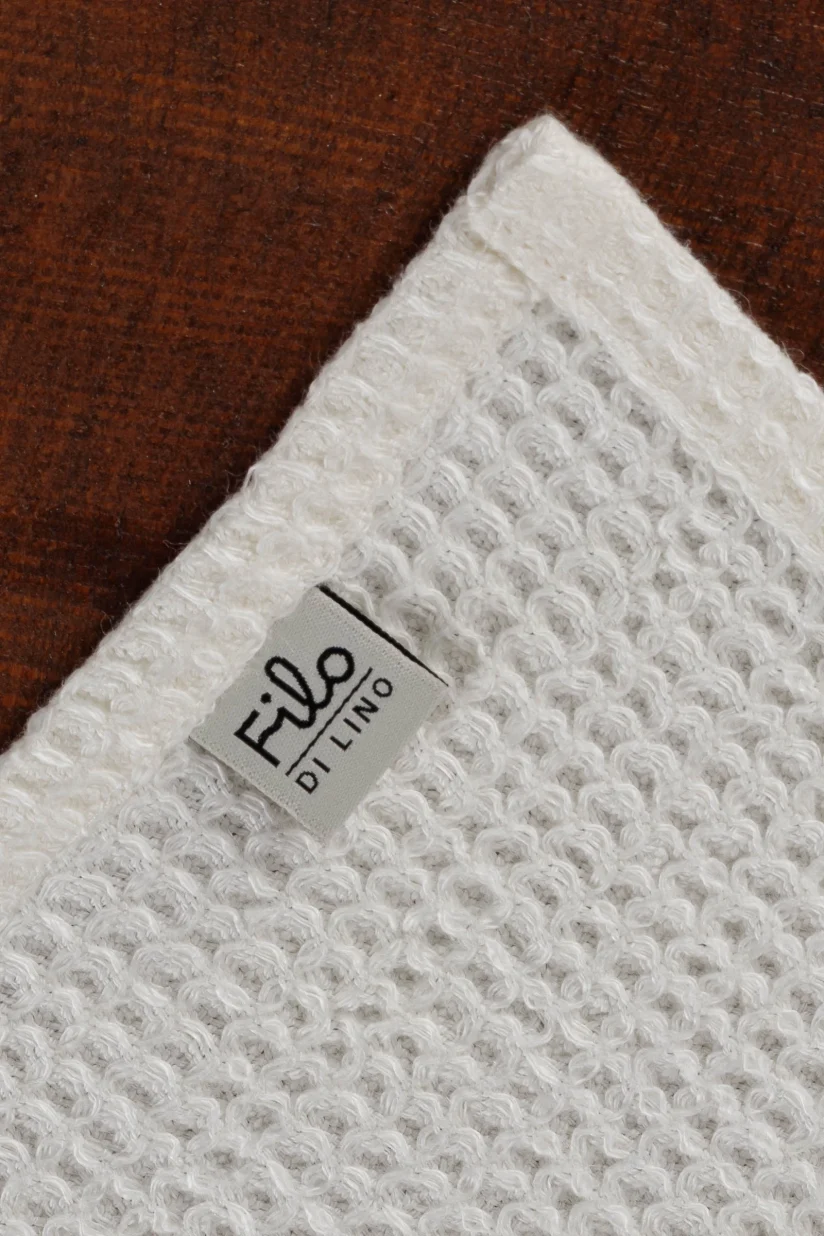 Linen Waffle Towel JENTIL Bleached White - Image 3