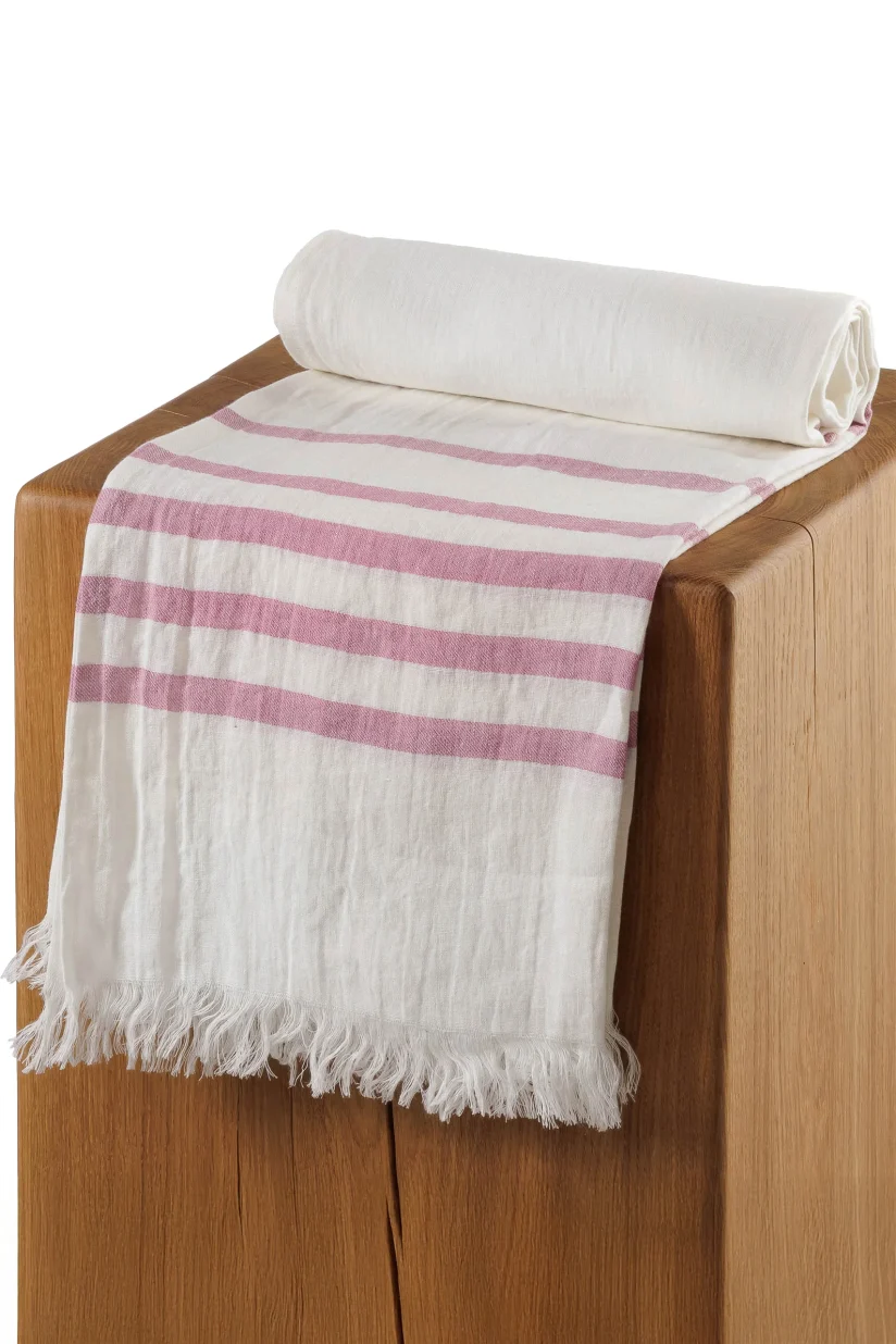 Linen Beach Towel LONGANA Raspberry